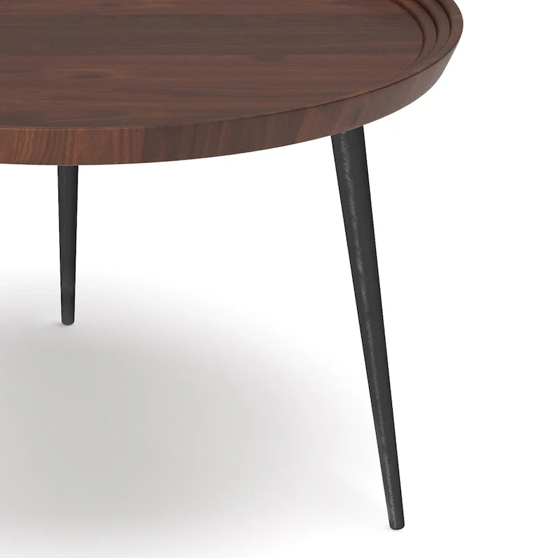 Cognac Round Coffee Table with Metal Legs - 30