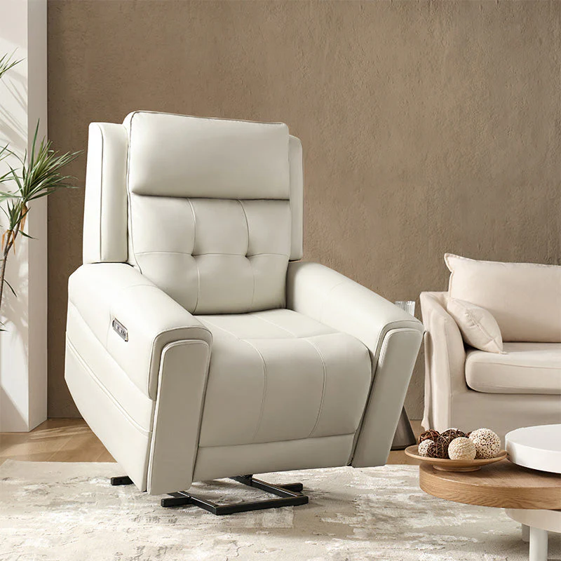 Oversized Power Lift Recliner with Massage, Heat, USB & Type-C Charging, Cup Holder & Storage Pockets | Camel / Ivory / Black | Single Seat