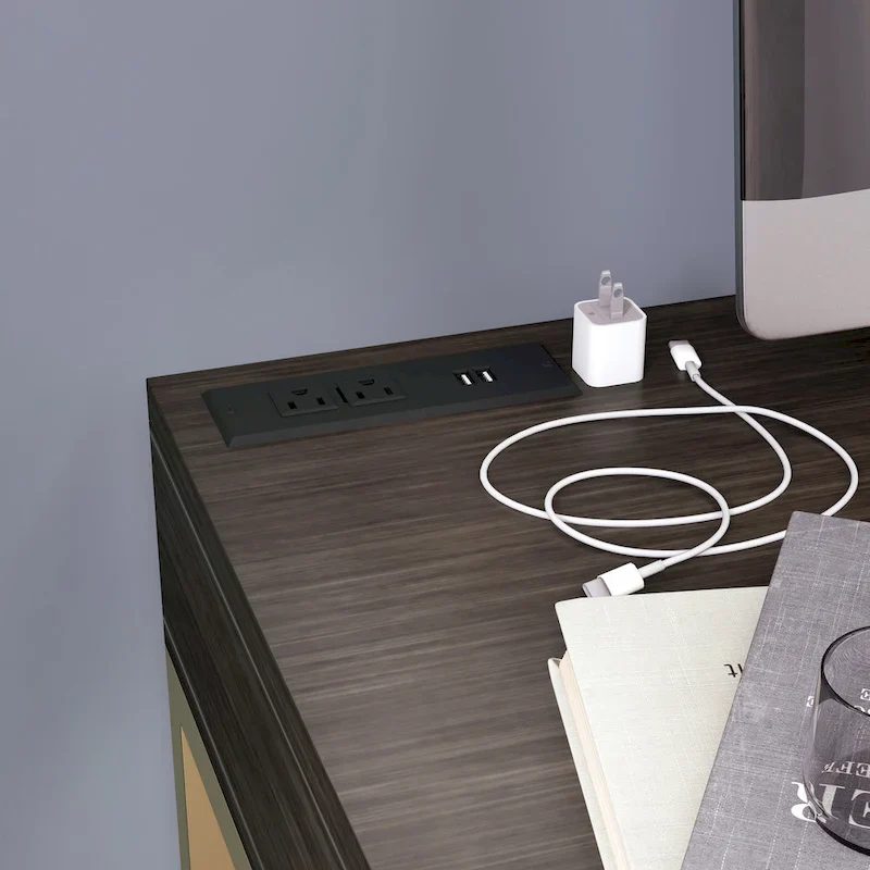 Bird Modern 42-inch Metal Computer Desk with USBs by