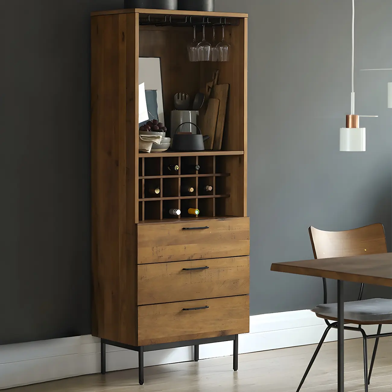 Stackable Rustic Medium Wood Wine Rack Over 25 Bottles