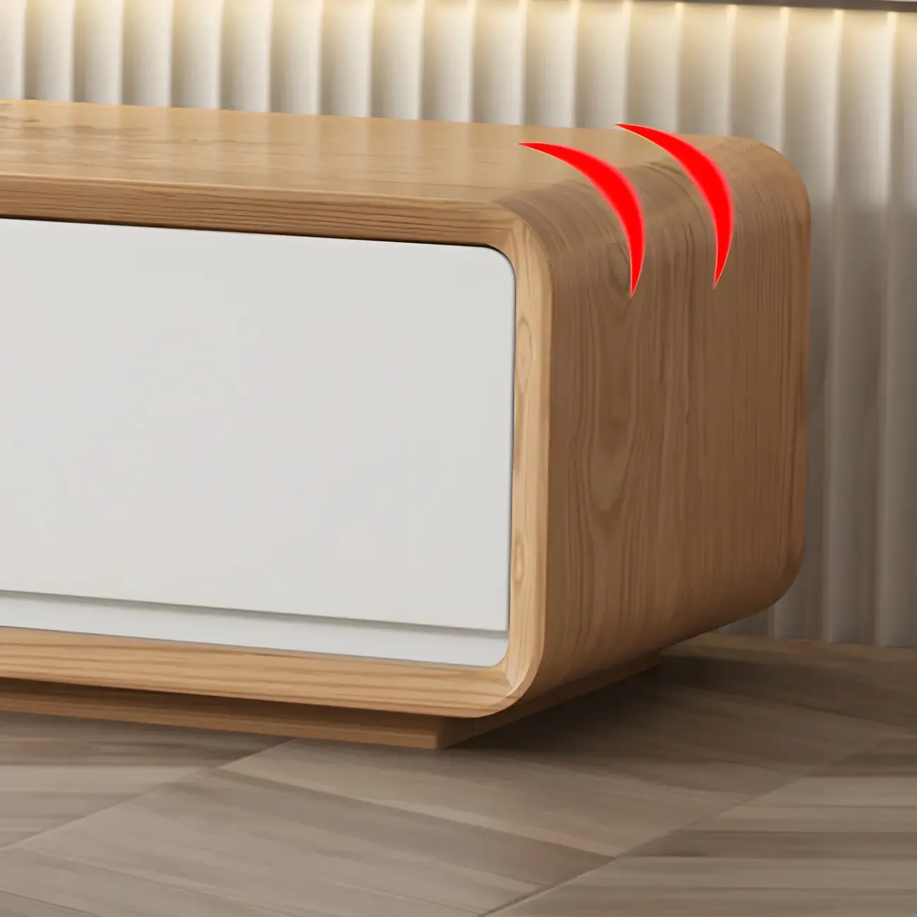 79 Natural Wood Long Floating TV Stand with Drawers