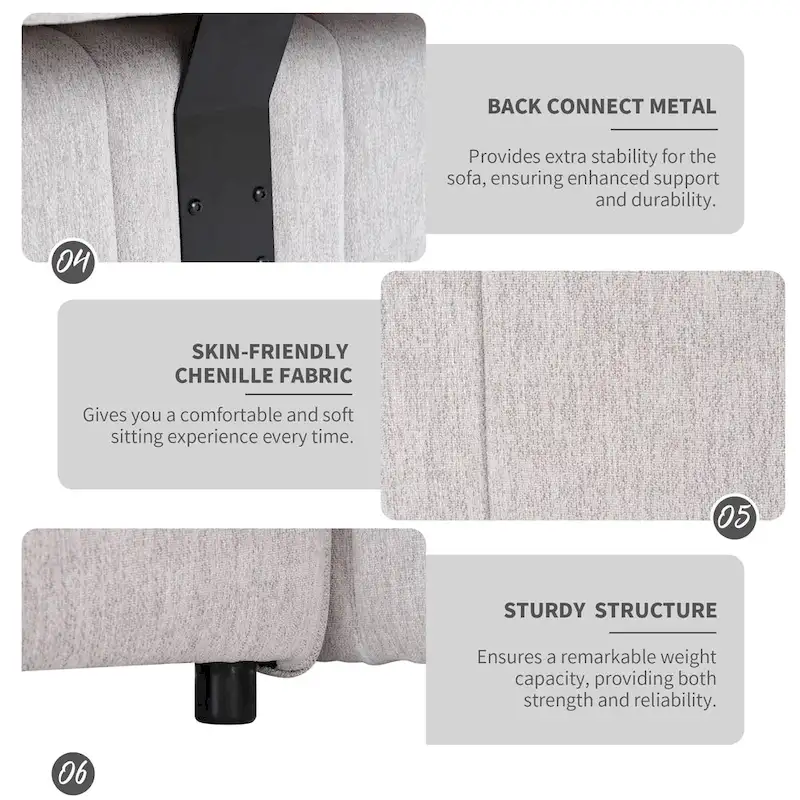 91.73  L-Shaped 4 Seater Sectional Sofa with 2 Hidden Stools, 2 Removable Lumbar Pillows, and Durable Chenille Upholstery