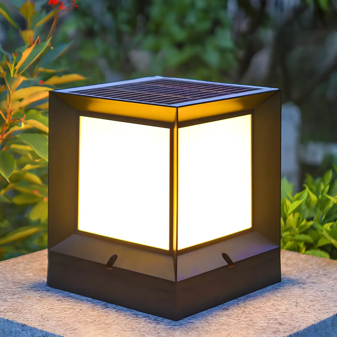 Modern Sleek Black Solar LED Outdoor Post Lights