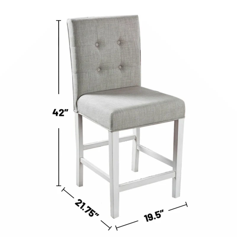 Set of 2 Fabric Counter Height Chair in Antique White and Light Gray
