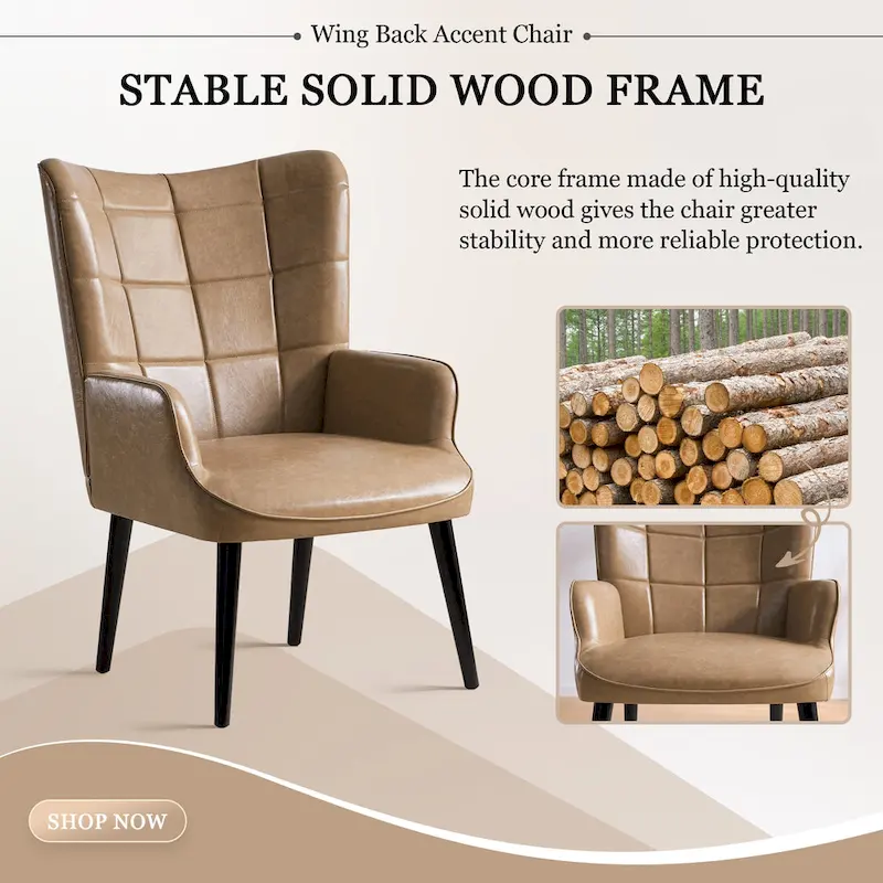 High-back Tufted Accent Chair Set of 2 Cream/ Brown/ Taupe