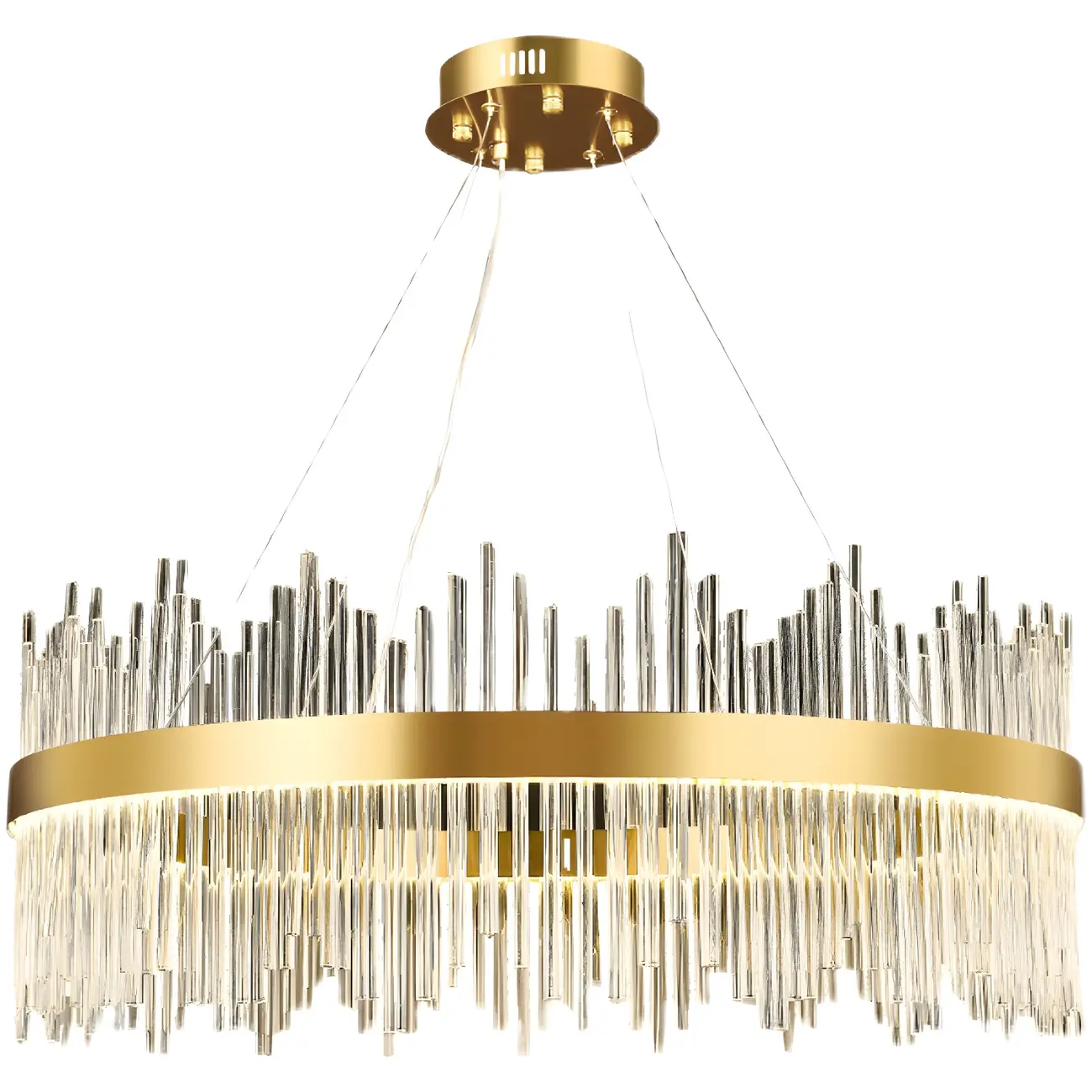 Modern Dimmable Crystal Chandelier Round Gold LED Light