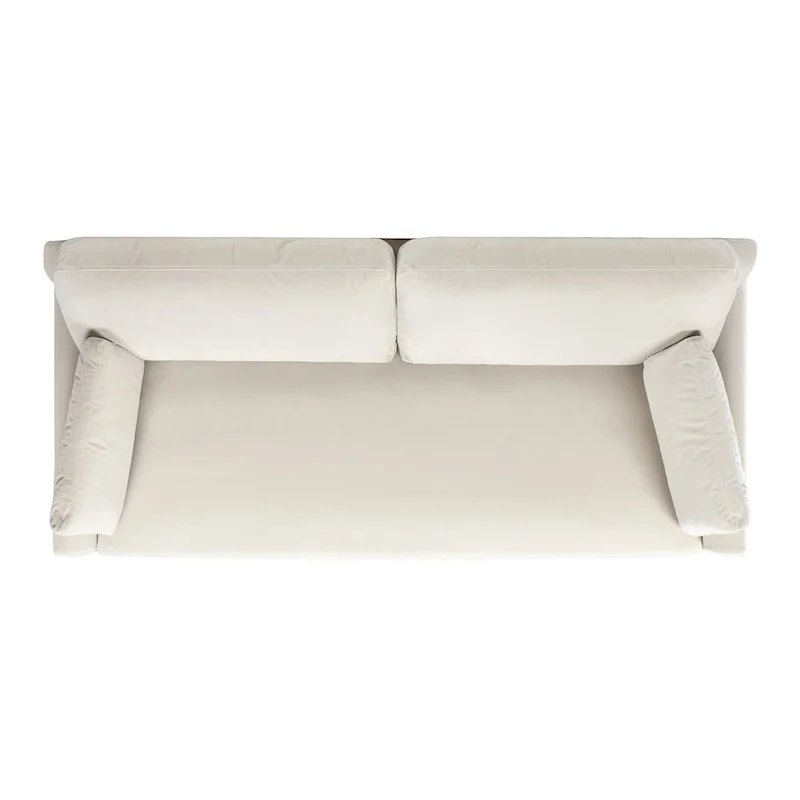 Velvet Sofa with Loose Pillow-Back and Wood Base - 75.5 Inch