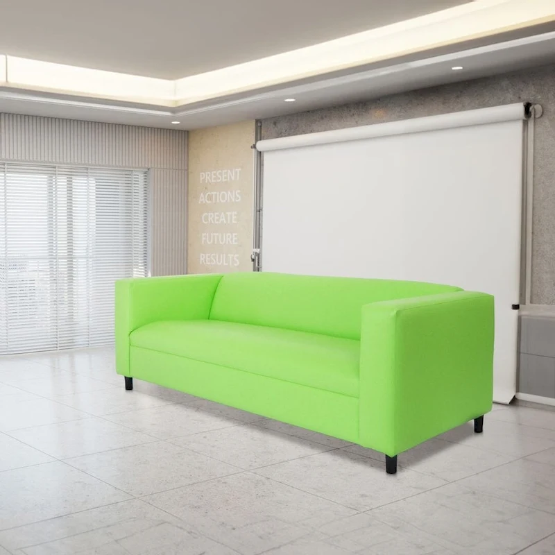 Coast to Coast Sofas Mid Century Modern 3 Seater Sofa Faux Leather Solid Wood Frame Upholstered