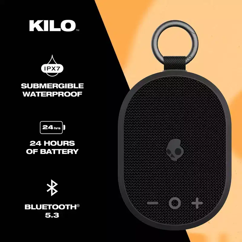Skullcandy Kilo Wireless Bluetooth Speaker Bundle, 2 Mini IPX7 Waterproof Speakers with 24Hr Battery, True Wireless Pairing, Black