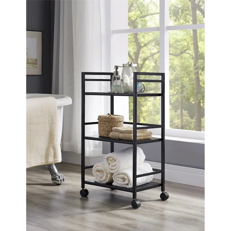 Avenue Greene Emerald 3 Shelf Metal Rolling Utility Cart