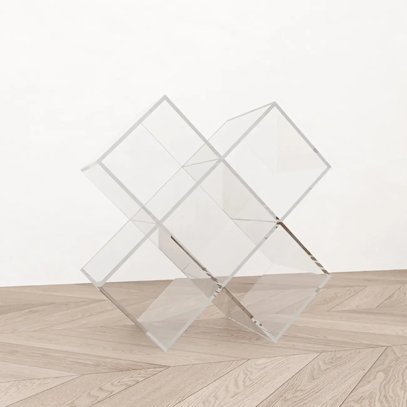 Acrylic Geometric End Table Bookshelf Display