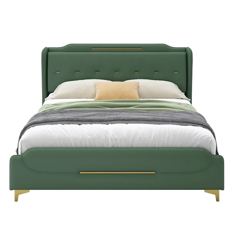Modern Soft-Upholstered PU Leather Bed