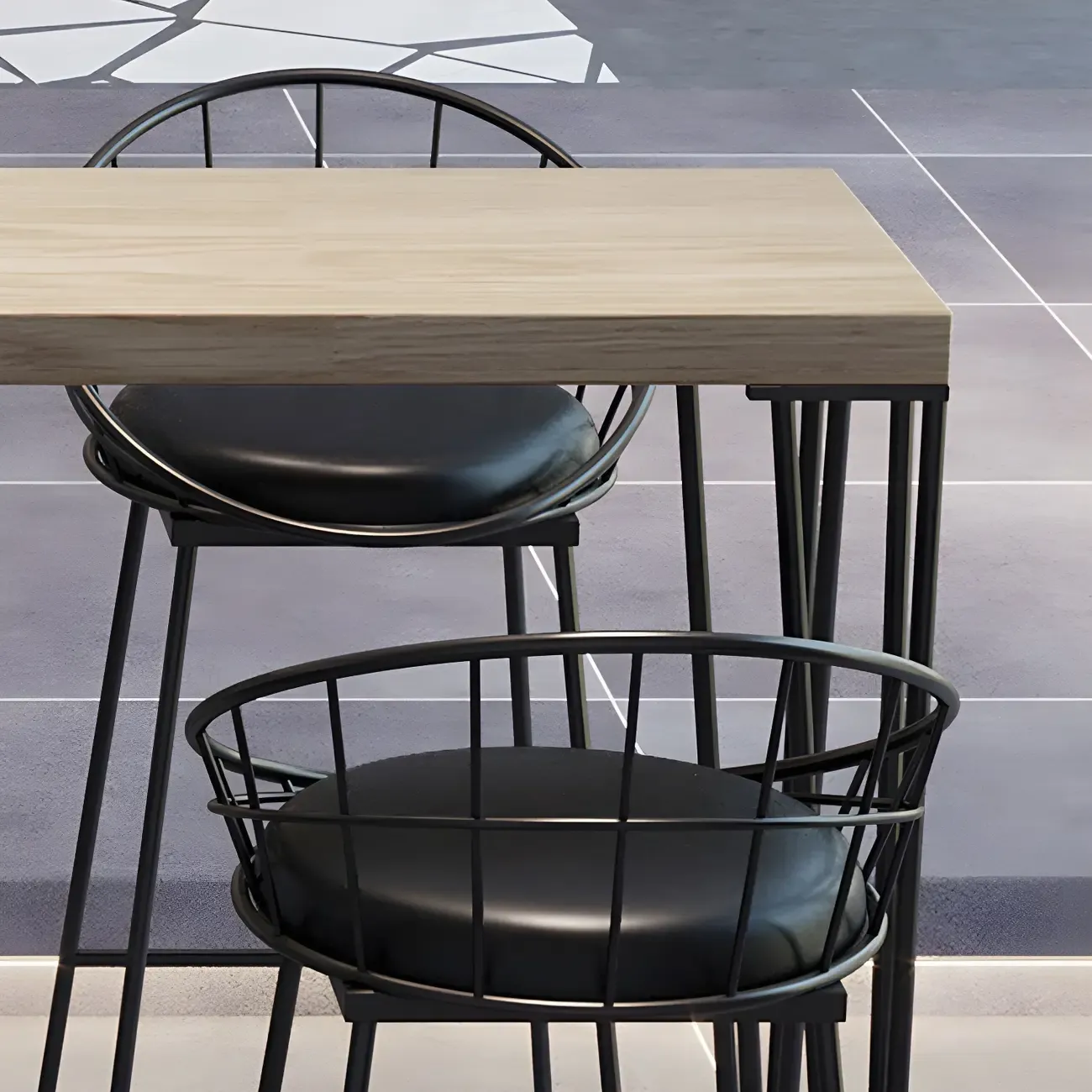 Sleek Black Faux Marble Top Bar Tables