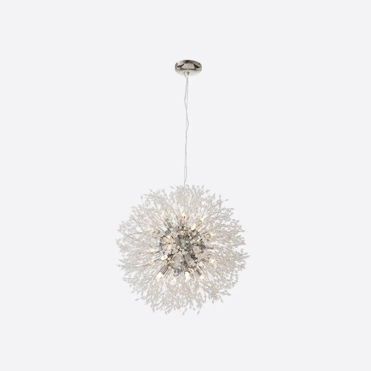 Modern Crystal Globe Chandelier with Starburst Design