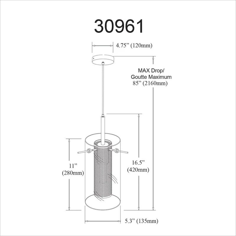 1-light Polished Chrome/ Steel Mesh Pendant - Polished chrome - Polished chrome