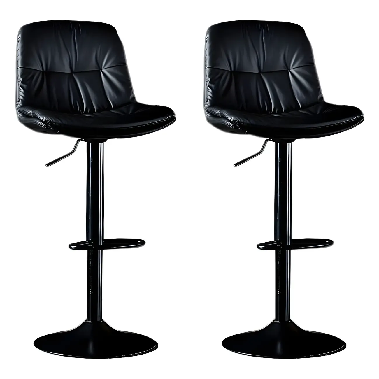 Adjustable Leather Low Back Swivel Bar Stool