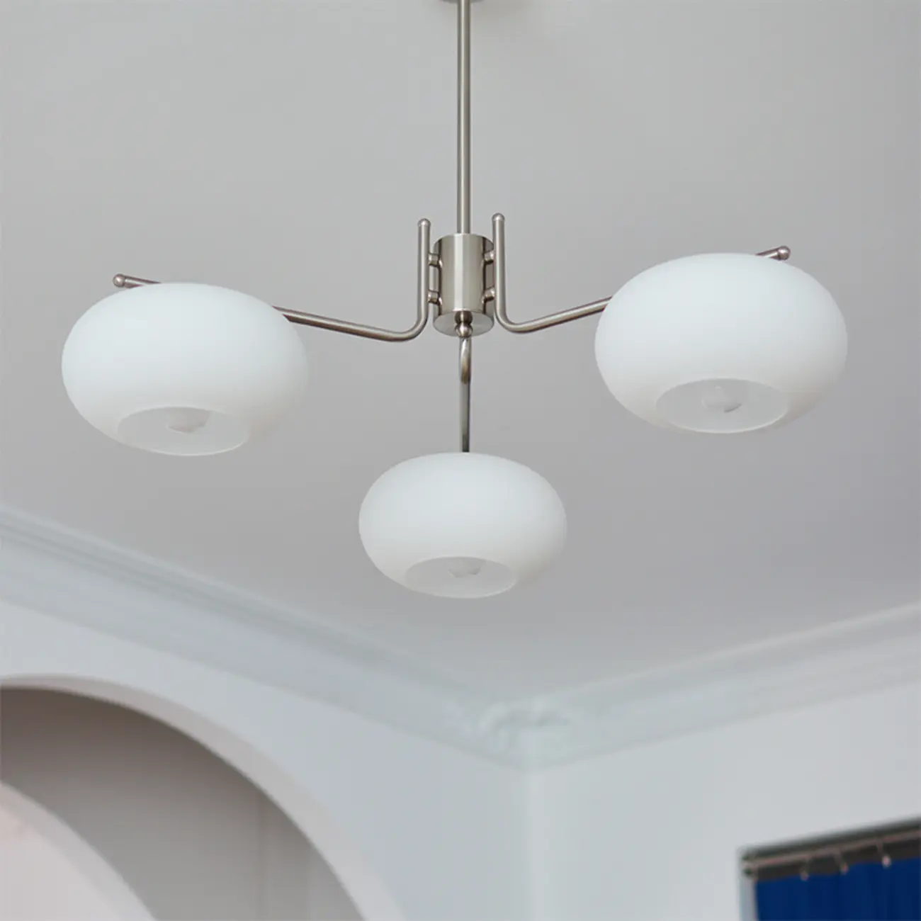 Modern White Drum Glass Living Room Chandelier