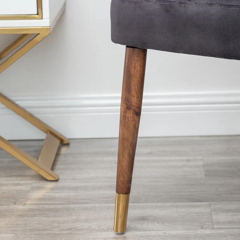 Gray 23  Polyester Upholstered Accent Chair with Rubberwood Legs