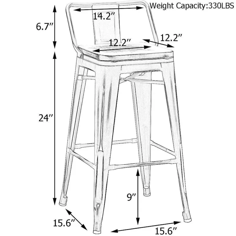 Bar Stools 24 Inches Metal bar stools with backs