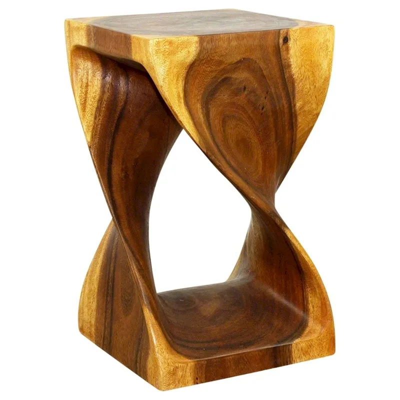 Haussmann Original Wood Twist Stool 12 X 12 X 20 In High Oak Oil - 12 x 12 x 20