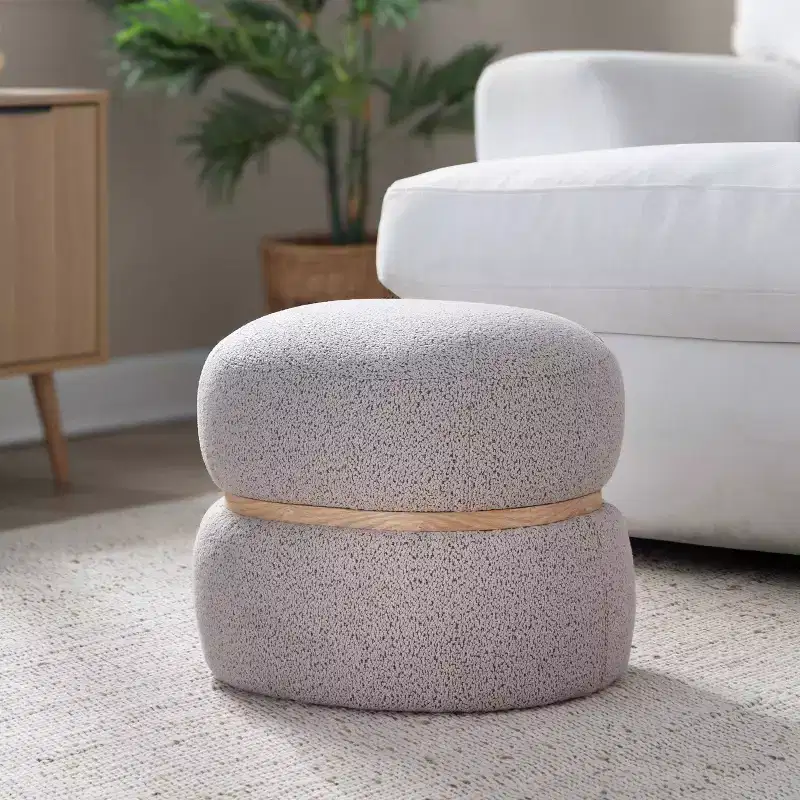 LumiSource Cinch Pouf Ottoman Natural Fabric