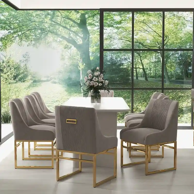 SEYNAR Contempoary Velvet Dining Chair with Metal Frame Legs, set of 8