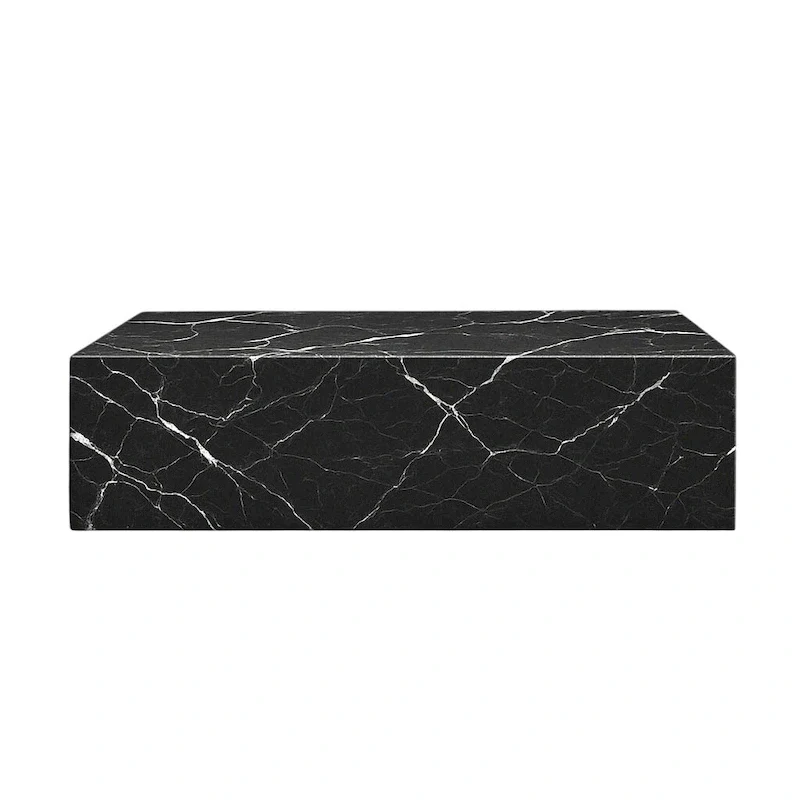 Marble Block Coffee Table, Modern Style – Black, Seats 2–4