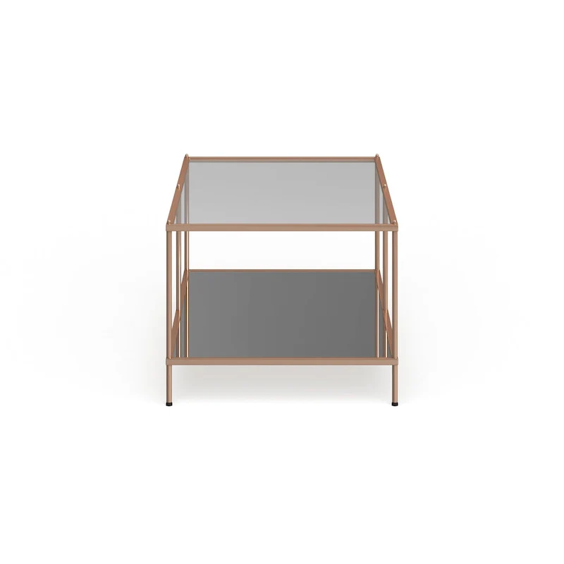 SEI Furniture Grant Goldtone Rectangular Coffee Table with Glass top and Bottom Shelf