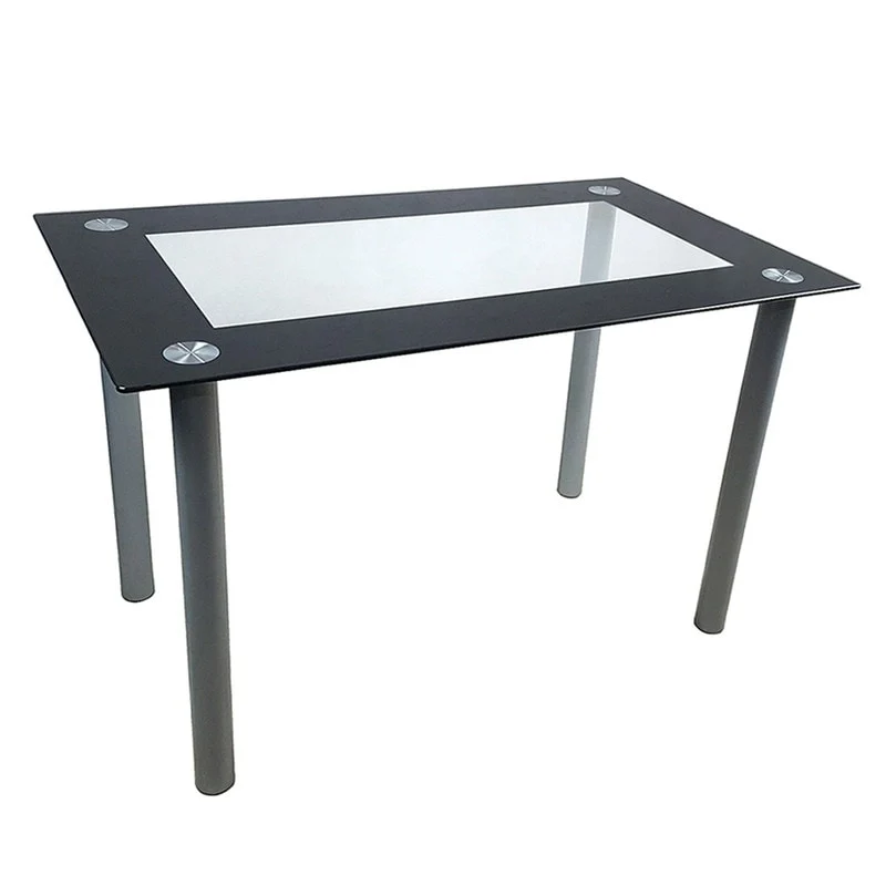 Black Tempered Glass Top Dining Table, Seats 4