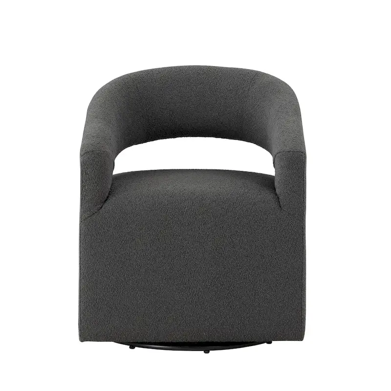 Boucle Swivel Barrel Chair - White/Charcoal - Single Seat
