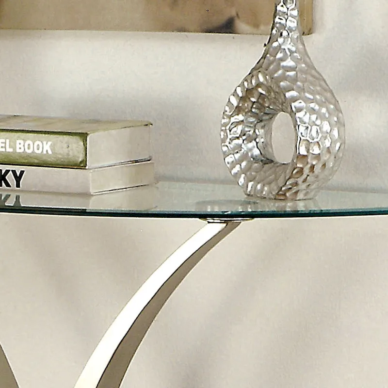Wuct Modern Silver 46-inch Metal Half-moon Pedestal Sofa Table with Glass Top by