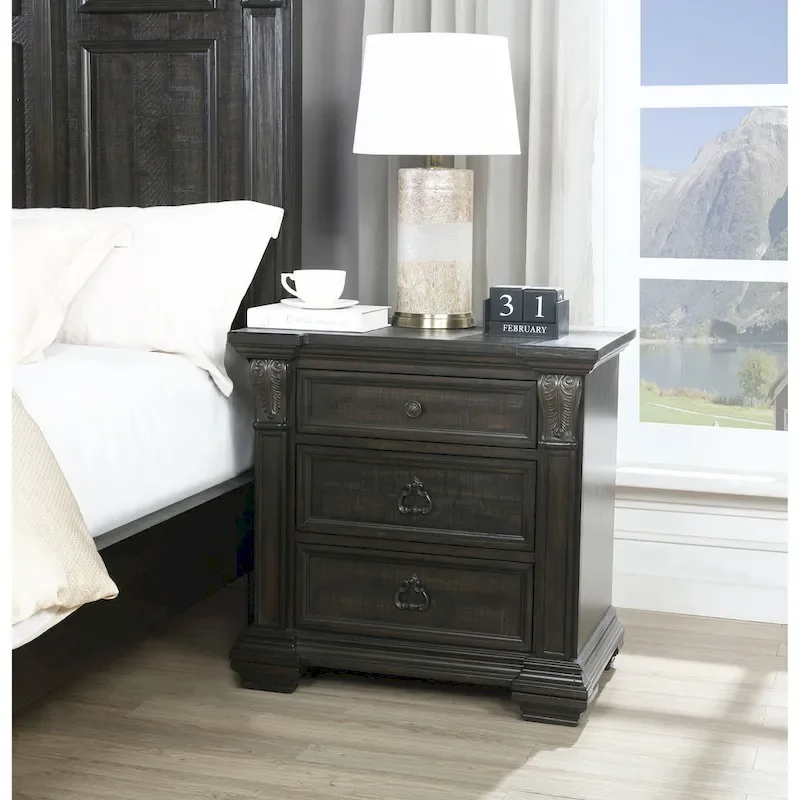 Roundhill Furniture Farson Distressed Dark Walnut Finish 4-piece Bedroom Set