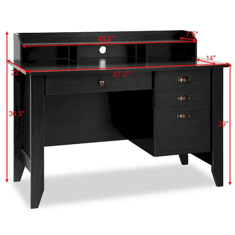 Wooden Computer Writing Desk Office Study Table with Drawers