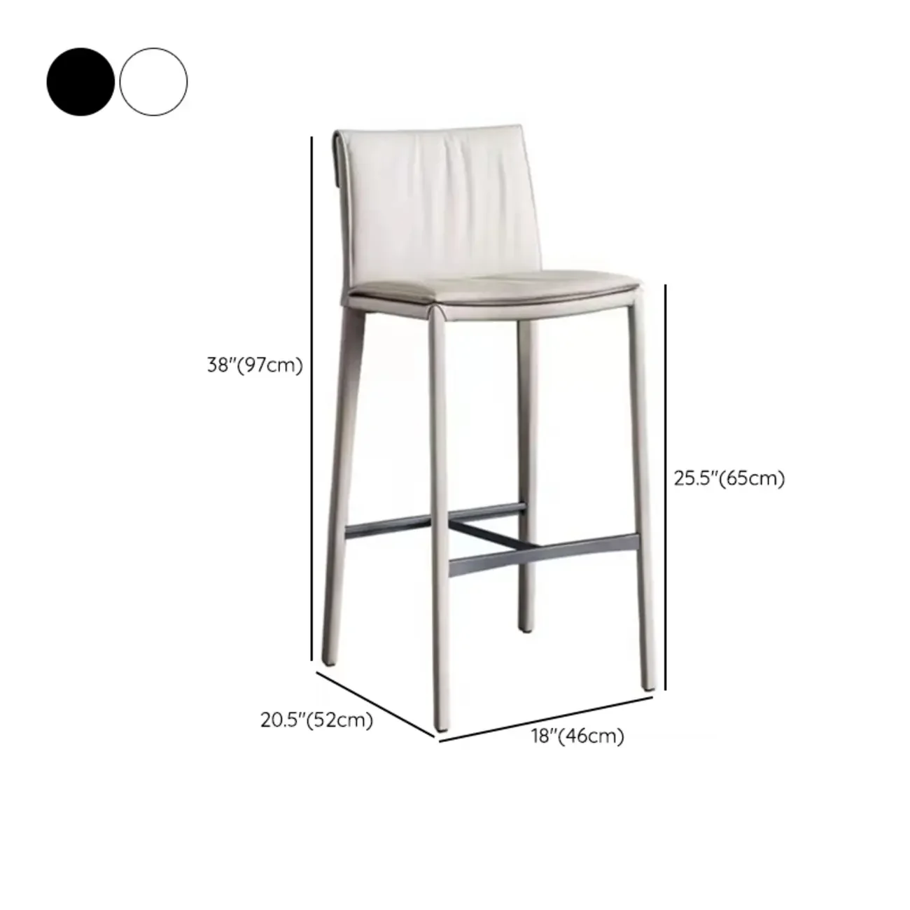 Modern 4-Leg Trestle Footrest Low Back Bar Stools