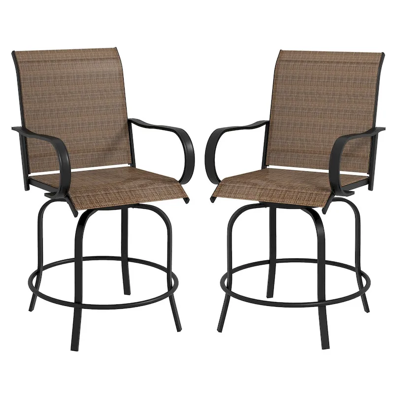 Set of 2 360 Swivel Bar Height Patio Chairs
