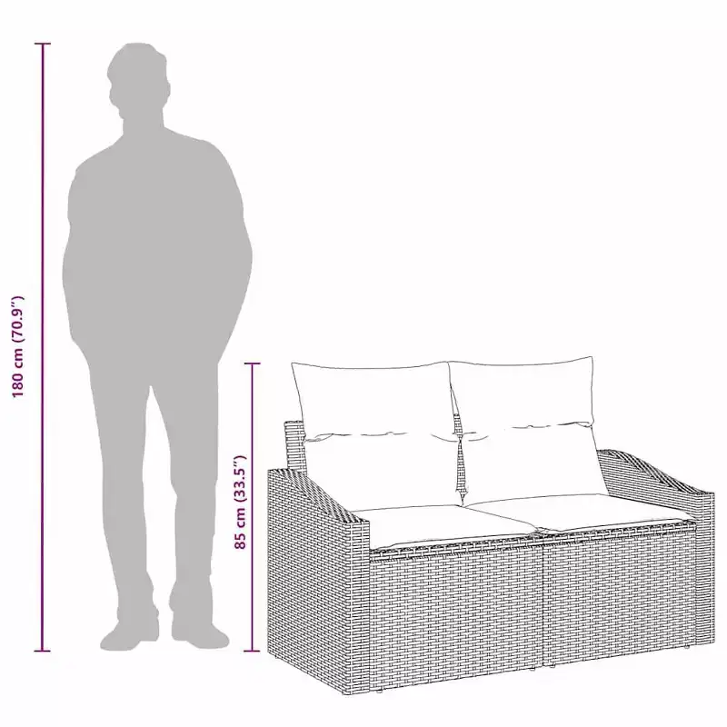 vidaXL Garden Sofa Gray 123 x 62 x 69cm poly rattan