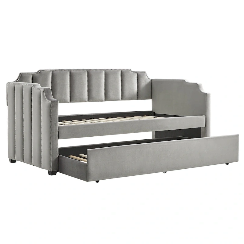 Chareau Glam Grey Velvet Daybed by iNSPIRE Q Modern