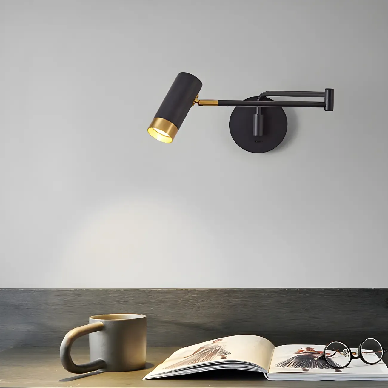 Modern Metal Cylinder Swing Arm Wall Light