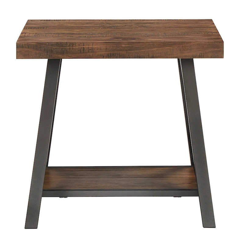 Bryson Rustic X-Base End Table with Shelf by iNSPIRE Q Classic