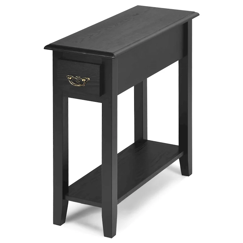 Black / Yellow / Brown / White 2-Tier Side End Table with Drawer – Fits 1 Space