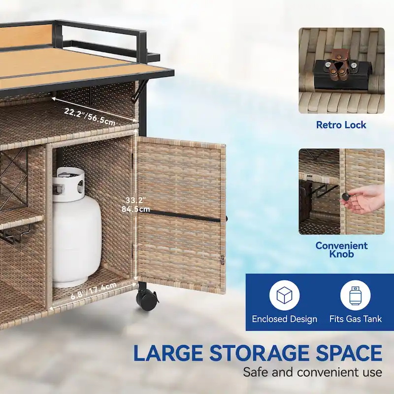 Moasis 54.3 Wicker Bar Cart