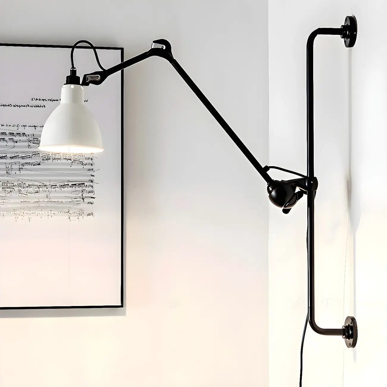 Trestle Base Metal Black Swing Arm Wall Light