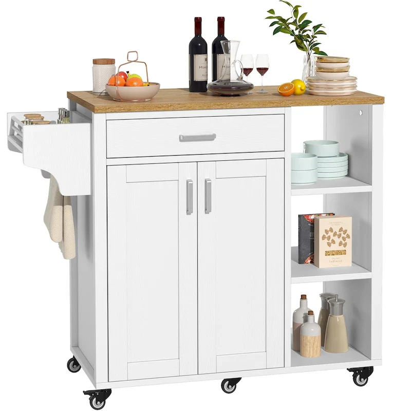 Rolling Kitchen Island Cart Storage Cabinet on Wheels