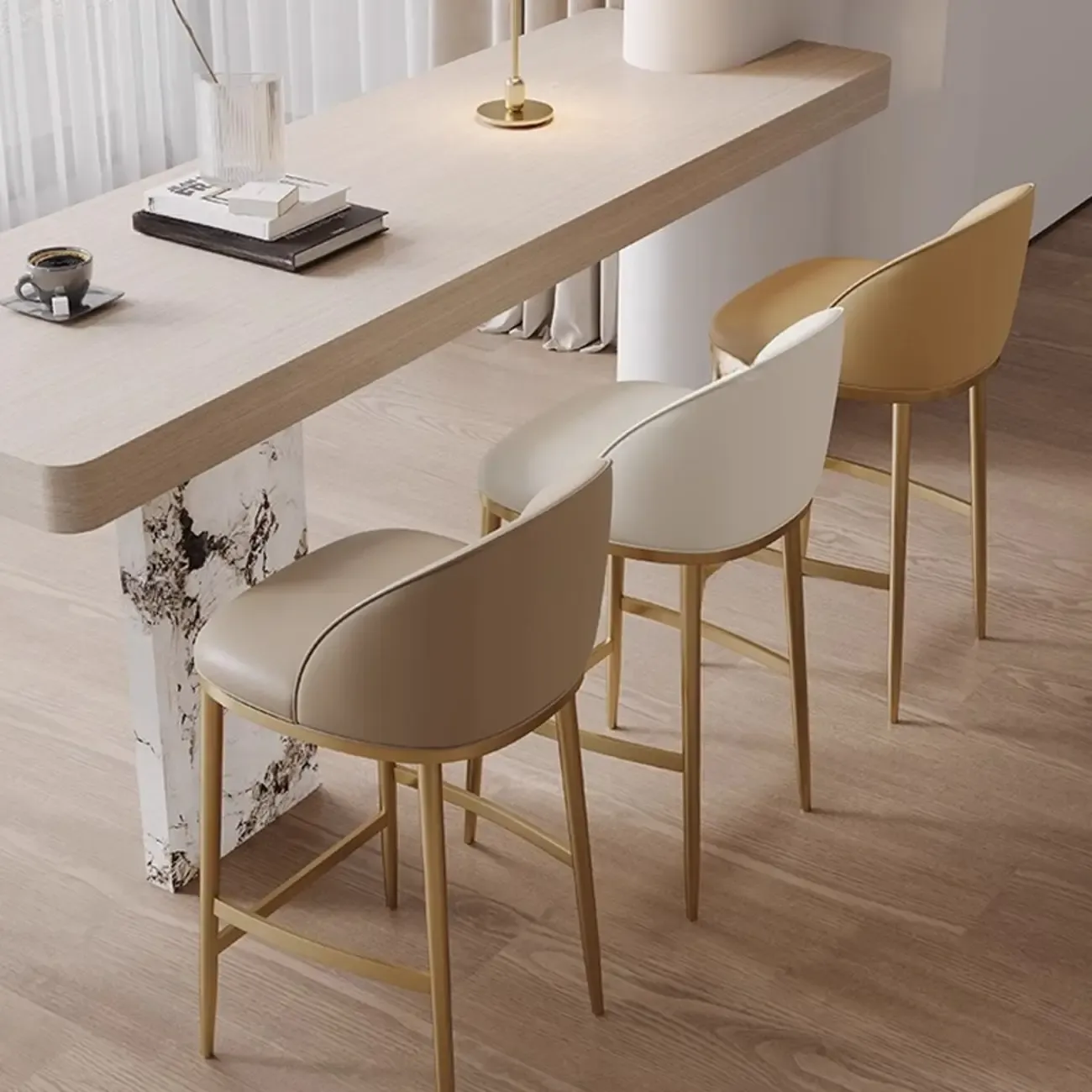 Mid Century Modern Leather Bar Stools Counter Height