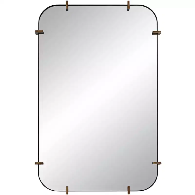 Uttermost Radius 24 x 38 Black Rounded Edge Wall Mirror