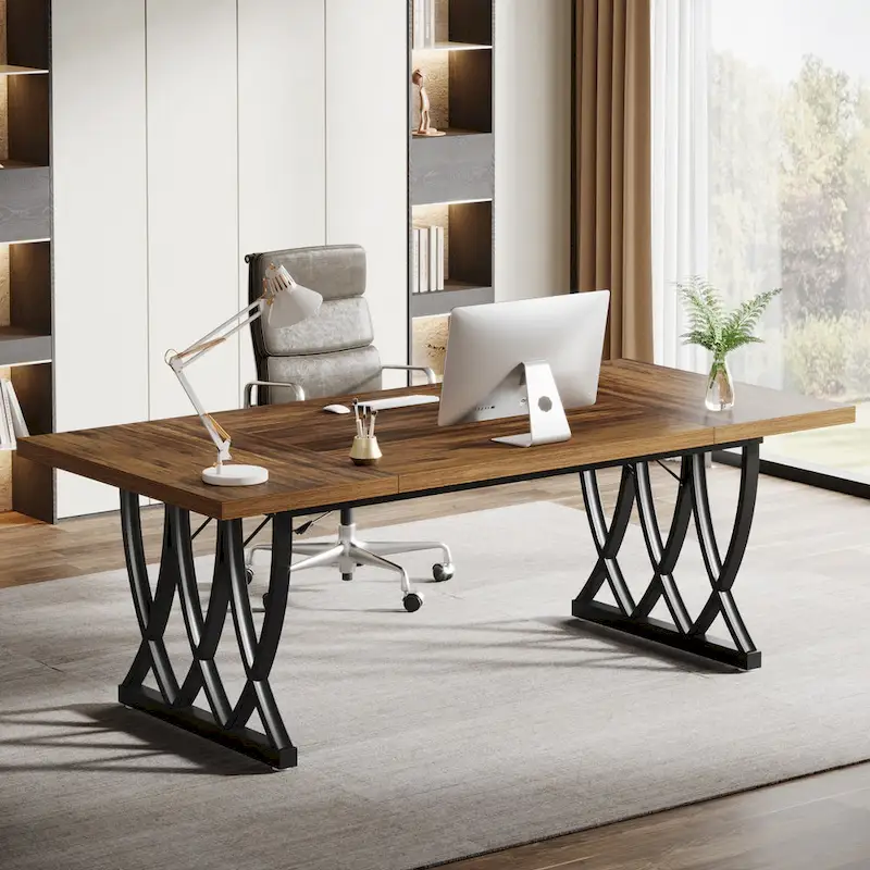 71 Wood Metal Home Office Executive Computer Desk Writing Table