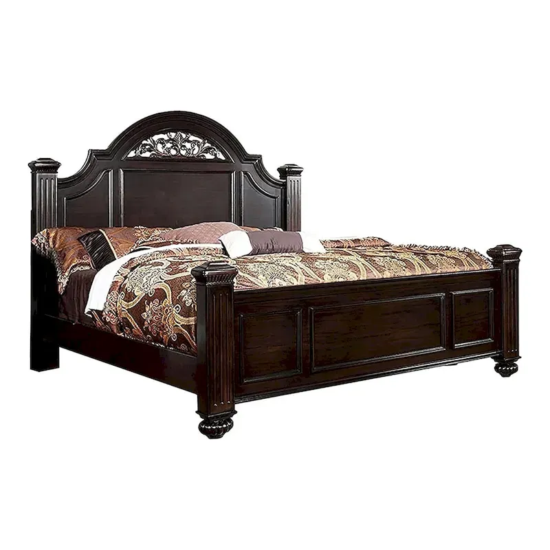 Vame Traditional Walnut Solid Wood 3-Piece Poster Bedroom Set by Furniture of America