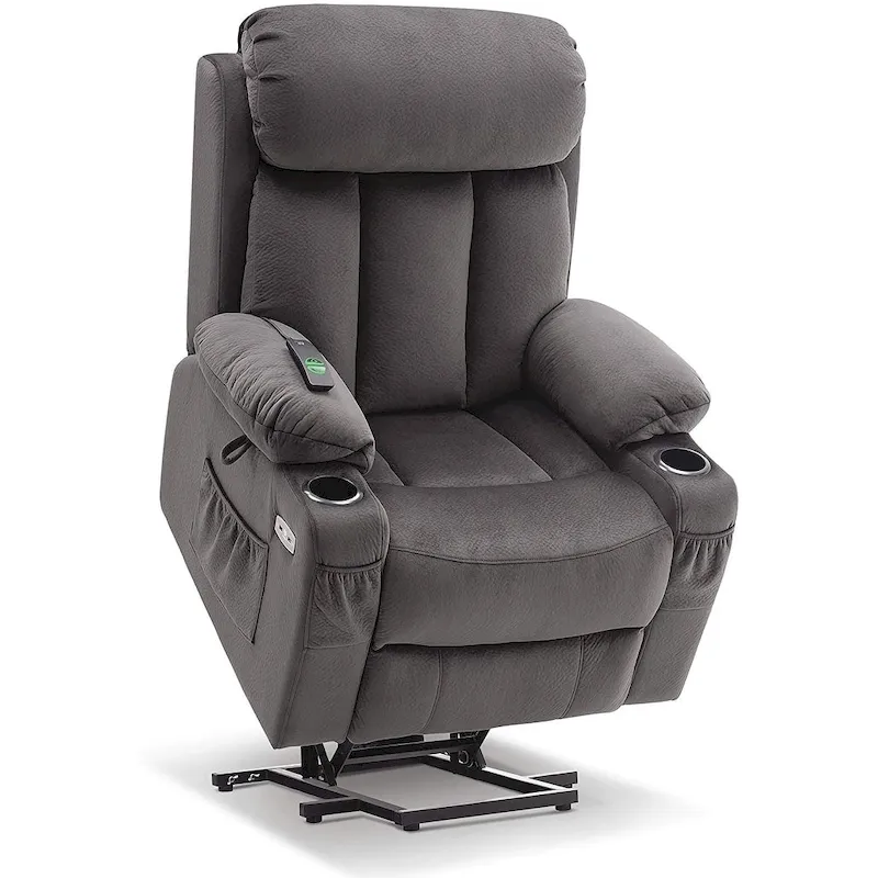 Large Power Lift Recliner with Extended Footrest for Big and Tall Elderly People, Hand Remote, Cup Holders, Fabric