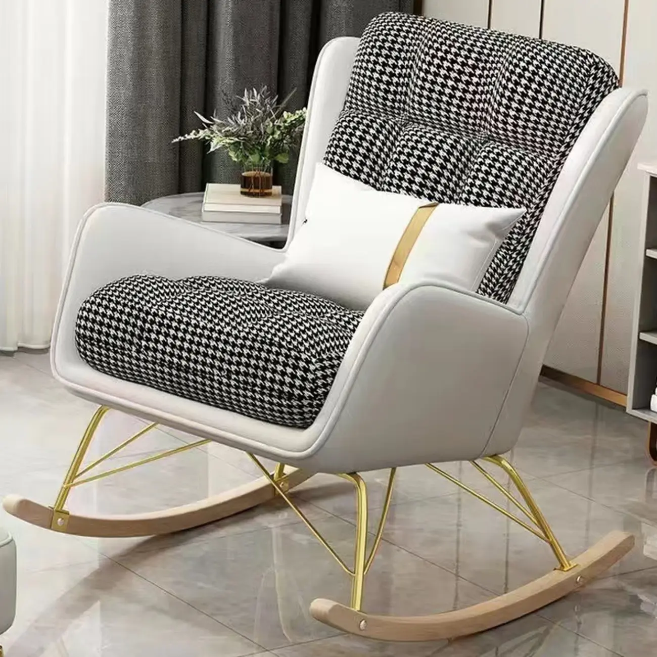 Modern Upholstered Rocking Chair with Optional Ottoman