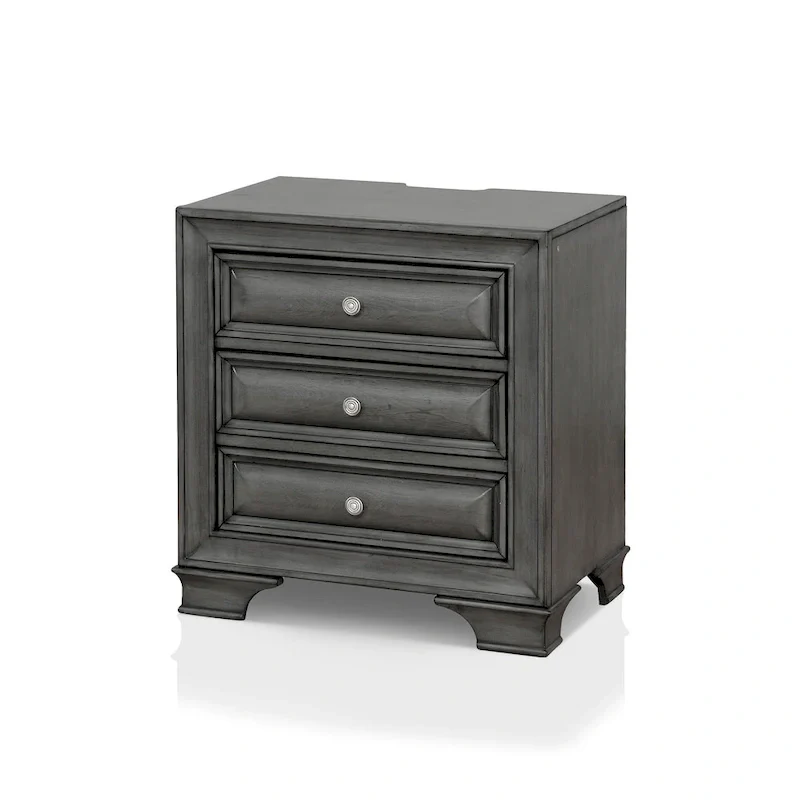 Oslo Traditional Wood 3-Drawer Nightstand with USB